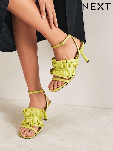 Lime Green Forever Comfort® Ruffle Heeled Sandals (Q81785) | €11