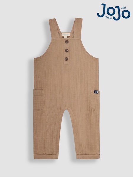 JoJo Maman Bébé Natural Cheesecloth Button Front Dungarees (Q81788) | €35