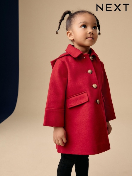 Красный - Single Breasted Hooded Coat with Wool (3mths-10yrs) (Q81825) | €27 - €33