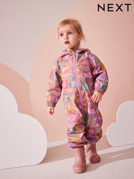 Dinozaur multiplu - Costum de băltoacă impermeabil cu fleece căptușit cu fermoar (3luni-7ani) (Q81852) | 104 LEI - 124 LEI