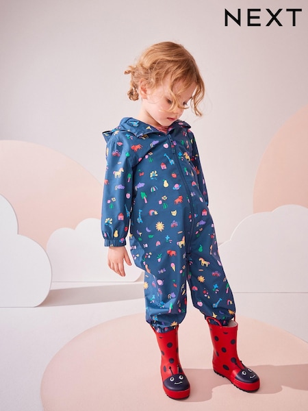Bleumarin - Costum de băltoacă impermeabil cu fleece căptușit cu fermoar (3luni-7ani) (Q81853) | 121 LEI - 144 LEI
