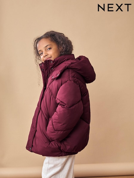 Burgundy Red Shower Resistant Padded Coat (3-16yrs) (Q81863) | AED114 - AED149