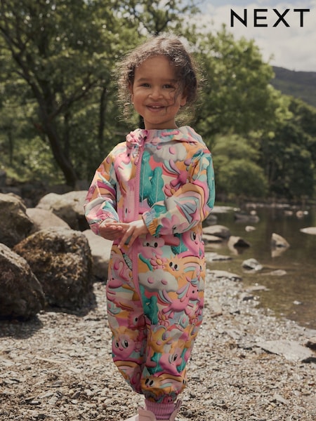 Pink Zip Lined Hooded Waterproof Printed Puddlesuit (3mths-7yrs) (Q81868) | AED20 - AED24