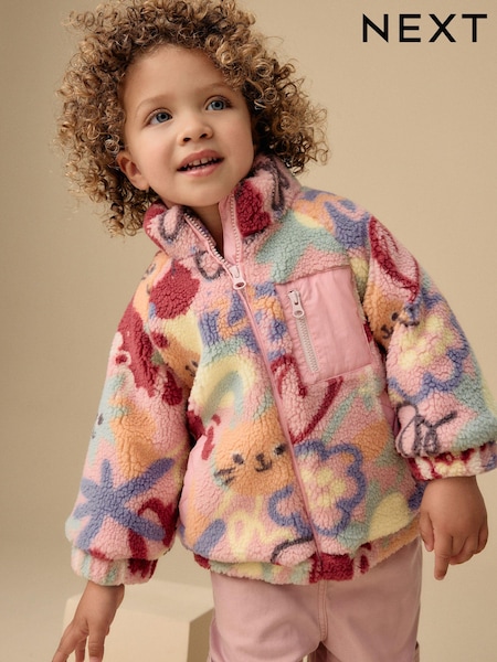 ألوان متعددة شخصية - Borg Fleece Zip Through Coat (3mths-7yrs) (Q81878) | ‏85 د.إ.‏ - ‏ 99‏ د.إ.