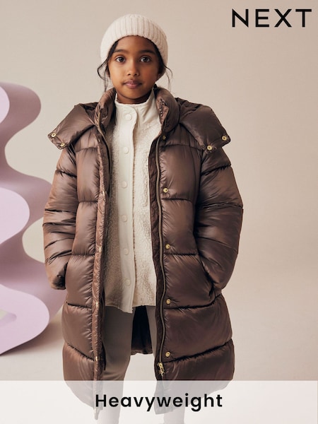 Chocolate Shower Resistant Two Tone Shine Padded Coat (3-16yrs) (Q81883) | €33 - €42