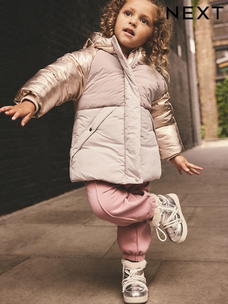 Purple Metallic Colourblock Shower Resistant Padded Coat (3mths-7yrs) (Q81884) | AED106 - AED121