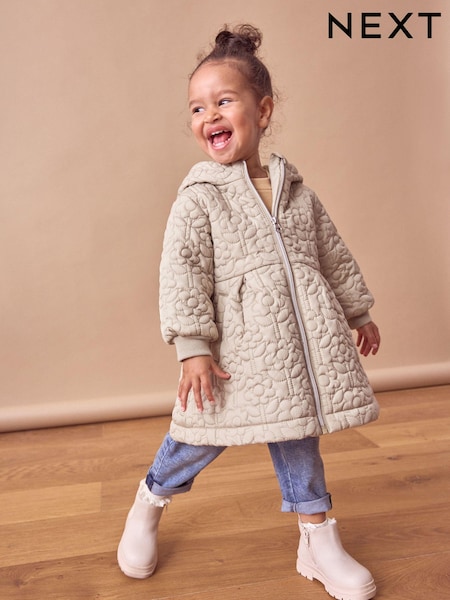 Verde salvie Verde Floare - Cu glugă Impermeabil Lined Quilted Coat (3luni-7ani) (Q81886) | 159 LEI - 178 LEI