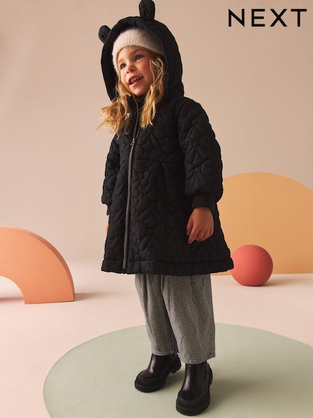 Fundă neagră - Cu glugă Impermeabil Lined Quilted Coat (3luni-7ani) (Q81887) | 159 LEI - 178 LEI