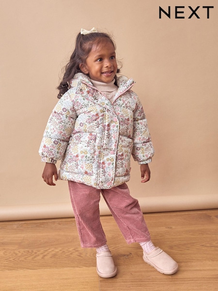 Cream Ditsy Shower Resistant Padded Coat (3mths-7yrs) (Q81891) | AED92 - AED106