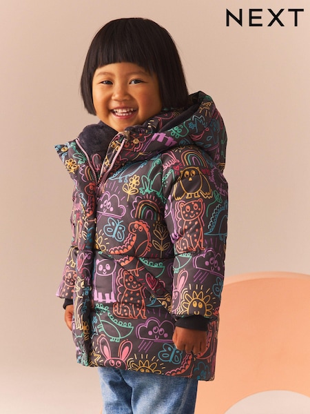 رمادي داكن شخصية - Shower Resistant Padded Coat (3mths-7yrs) (Q81896) | ‏95 د.إ.‏ - ‏ 109‏ د.إ.