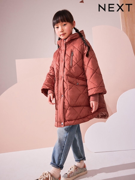 Rust Shower Resistant Oversized Quilted Coat (3-16yrs) (Q81898) | AED128 - AED163