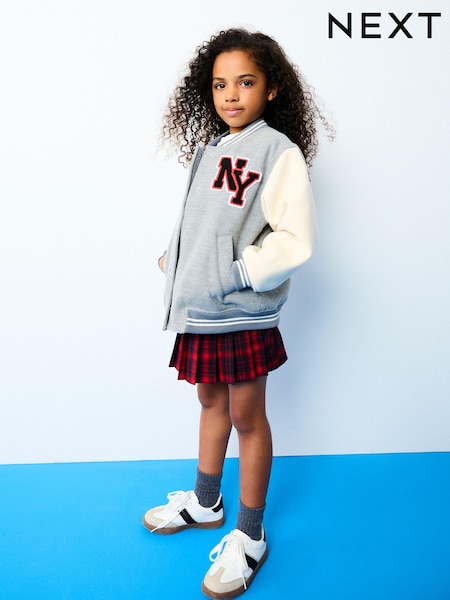 Grey/Neutral Varsity Bomber Jacket with Wool (3-16yrs) (Q81905) | AED106 - AED142