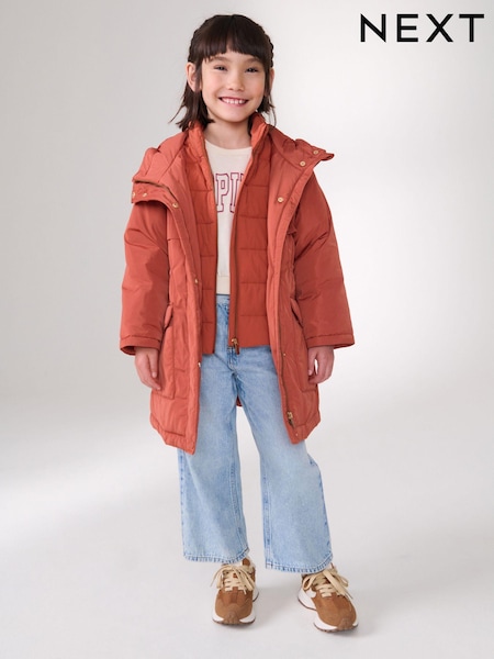 Rust Brown Shower Resistant Double Layer Parka (3-16yrs) (Q81910) | AED112 - AED137