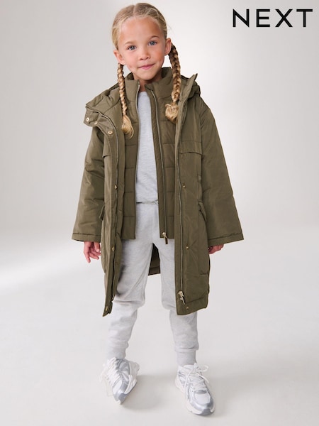 Khaki Green Shower Resistant Double Layer Parka (3-16yrs) (Q81911) | €26 - €32