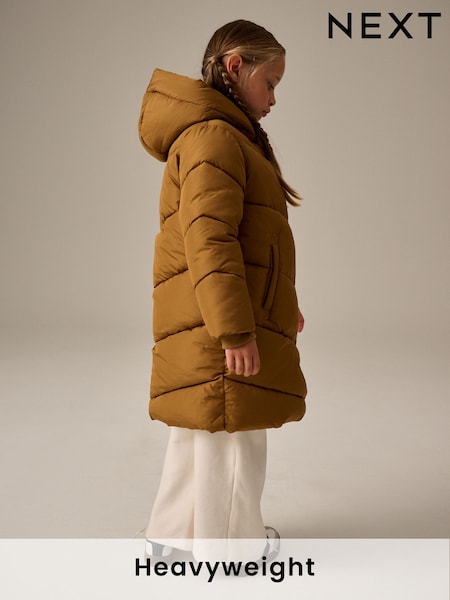 Gold Regular Length Shower Resistant Faux Fur Lined Hooded Padded Coat (3-16yrs) (Q81932) | AED124 - AED160