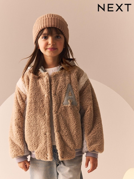 Neutru/Gri - Borg Varsity Bomber Jacket (3-12yrs) (Q81945) | 148 LEI - 168 LEI
