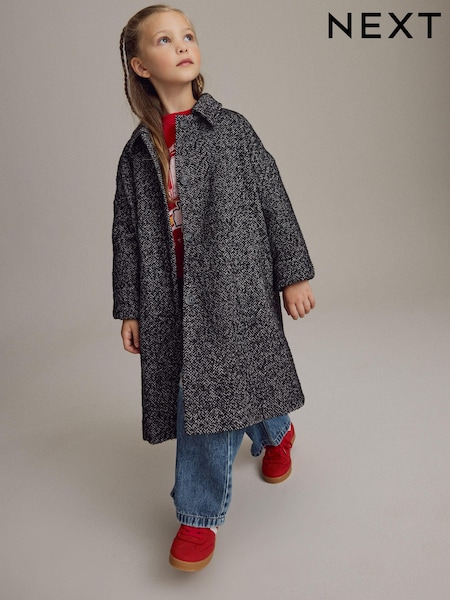 Черный/белый - Mono Casual Coat with Wool (3-16yrs) (Q81949) | €16 - €21