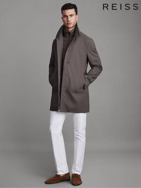 Marrón - Reiss Perrin Jacket With Removable Funnel-Neck Insert (Q81999) | 425 €