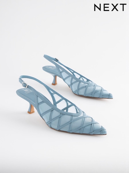 Blue Forever Comfort® Mesh Panel Point Toe Slingback Heels (Q82014) | €24.50