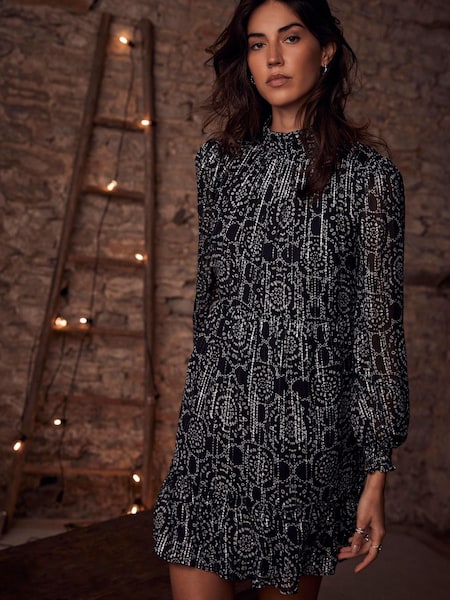 Mint Velvet Blue Metallic Mini Dress (Q82017) | €72