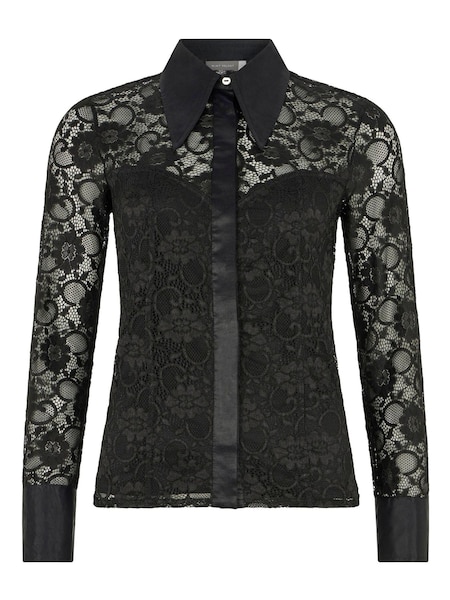 Mint Velvet Black Lace Satin Trim Shirt (Q82020) | €60
