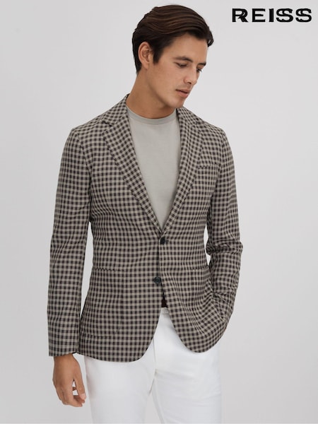 Reiss Nano Wool Blend Check Single Breasted Blazer (Q82021) | €517