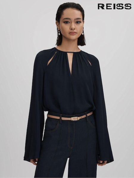 Reiss Gracie Cut-Out Flute Sleeve Blouse (Q82022) | €202