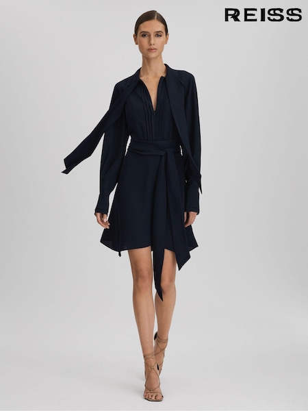 Reiss Ellie Tie Neck Zip Front Mini Dress (Q82024) | €312