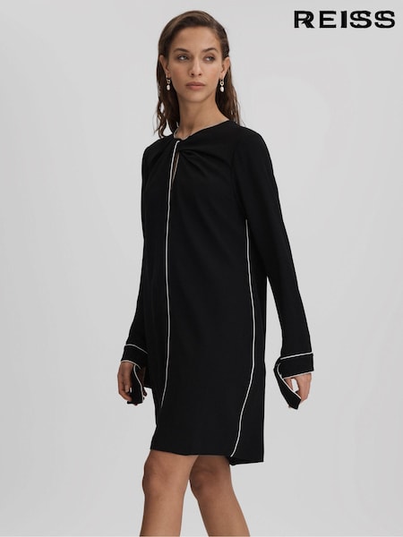 Reiss Black Eloise Shift Mini Dress (Q82025) | €234