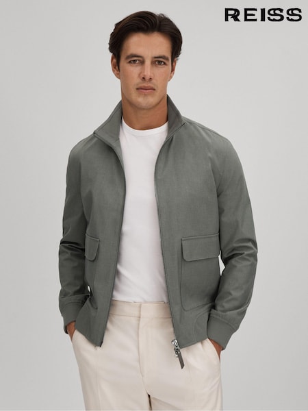 Verde - Reiss Rufus Funnel Neck Zip-Through Jacket (Q82026) | 345 €
