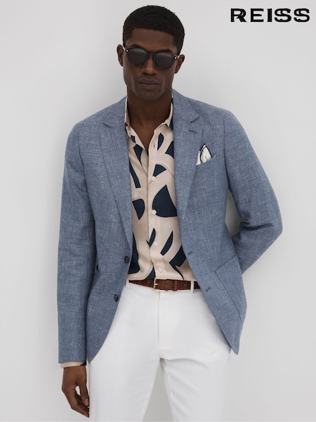 Reiss Indigo Ravenswood Slim Fit Single Breasted Wool Blend Blazer (Q82032) | €499
