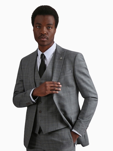 Ted Baker Tailoring Grey Miken Slim Fit Check Jacket (Q82051) | €206