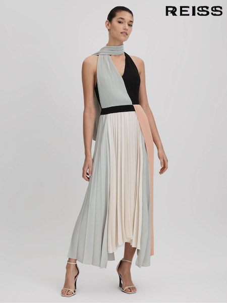 Reiss Zadie Pleated Asymmetric Midi Dress (Q82059) | €454
