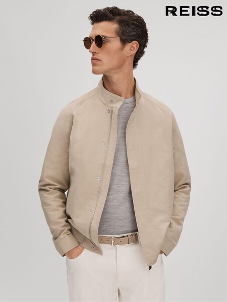 Reiss Stone Peggy Cotton Blend Zip-Through Jacket (Q82060) | €378
