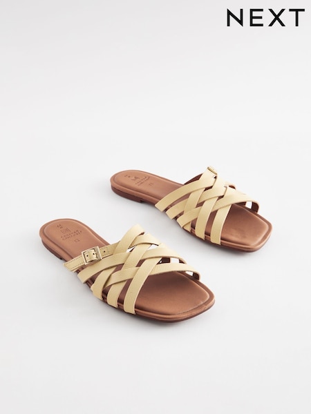 Light Yellow Regular/Wide Fit Forever Comfort® Cross Strap Mules (Q82154) | €10