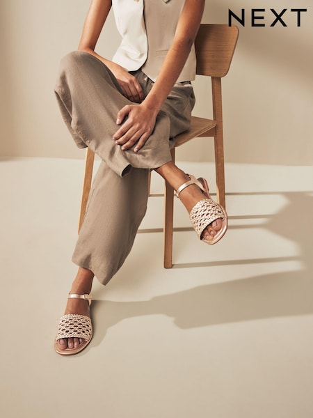 Champagne Gold Forever Comfort® Weave Sandals (Q82166) | AED75