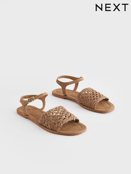 Tan Brown Forever Comfort® Weave Sandals (Q82187) | AED75