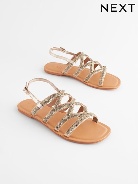 Gold Standard/Wide Fit Forever Comfort® Beaded Slingback Sandals (Q82189) | €9