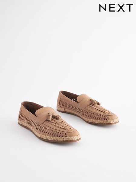 kameno siva - Leather Woven Loafers (Q82209) | € 28