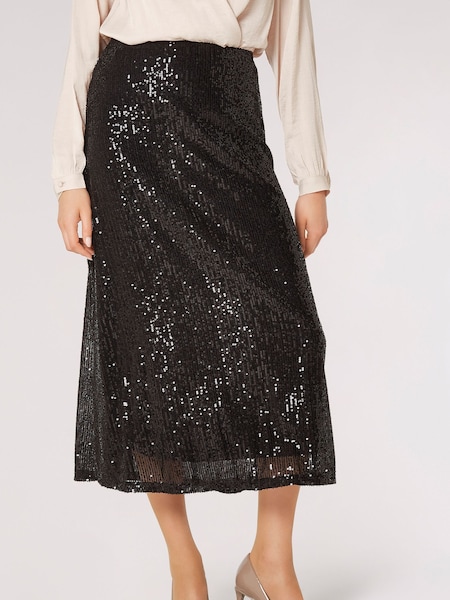 Apricot Black Sequin Sparkle Midi Skirt (Q82309) | €15.50