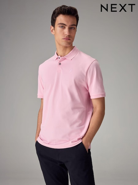 Pink Light Regular Fit Short Sleeve Pique Polo Shirt (Q82370) | 25 QAR