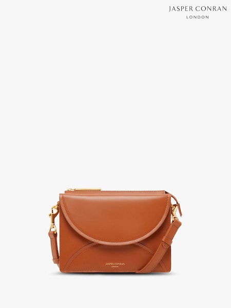 Brun - Jasper Conran London Darcey Leather Double Flap Cross-body Bag (Q82415) | kr5 050