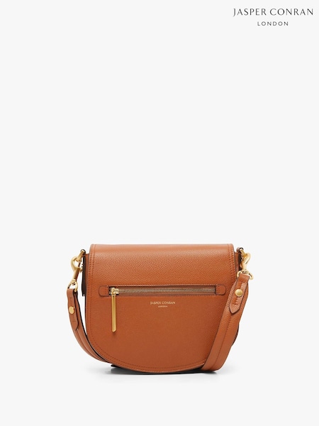 Коричневый - Jasper Conran London Darcey Leather Saddle Bag (Q82426) | €165