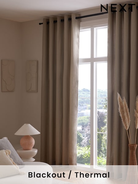 Natural Mink Blackout/Thermal Cotton Eyelet Curtains (Q82469) | €51 - €133