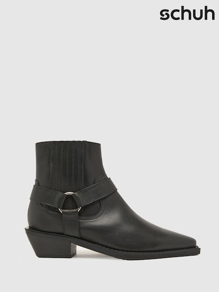 Schuh Azlan Leather Hardware Western Boots (Q82476) | AED204