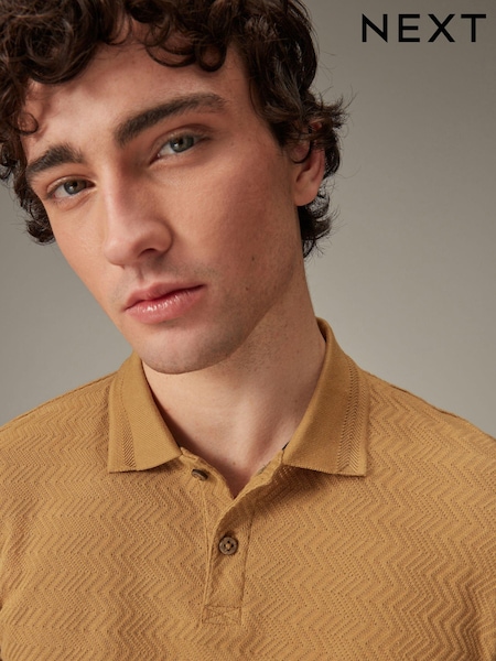 Mustard Yellow Textured Polo Shirt (Q82595) | €13