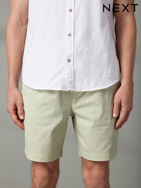 Lime Green Washed Cotton Elasticated Waist Shorts (Q82686) | €10