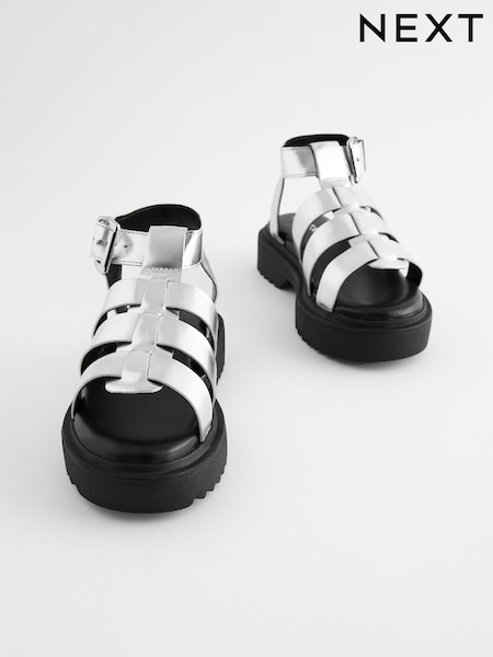 Silver Chunky Gladiator Sandals (Q82779) | 23 QAR - 30 QAR