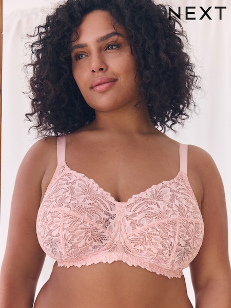 Светло-розовая - Total Support Non Pad Non Wire Full Cup Lace Ultimate Comfort Bra B-H (Q82807) | €26