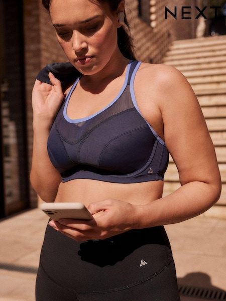 Blue Active High Impact Colourblock Wired Sports Bra (Q82825) | AED36